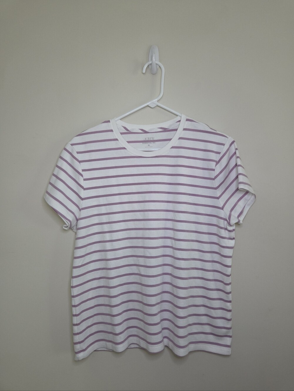 Women's J Crew Purple Striped Essential Crewneck Tee Sz XL